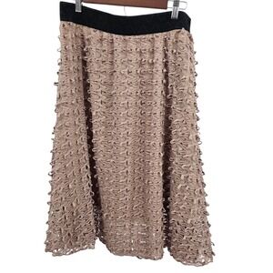 LuLaRoe Maxi Skirt Crochet Lace Overlay Black Waistband Women's Size L